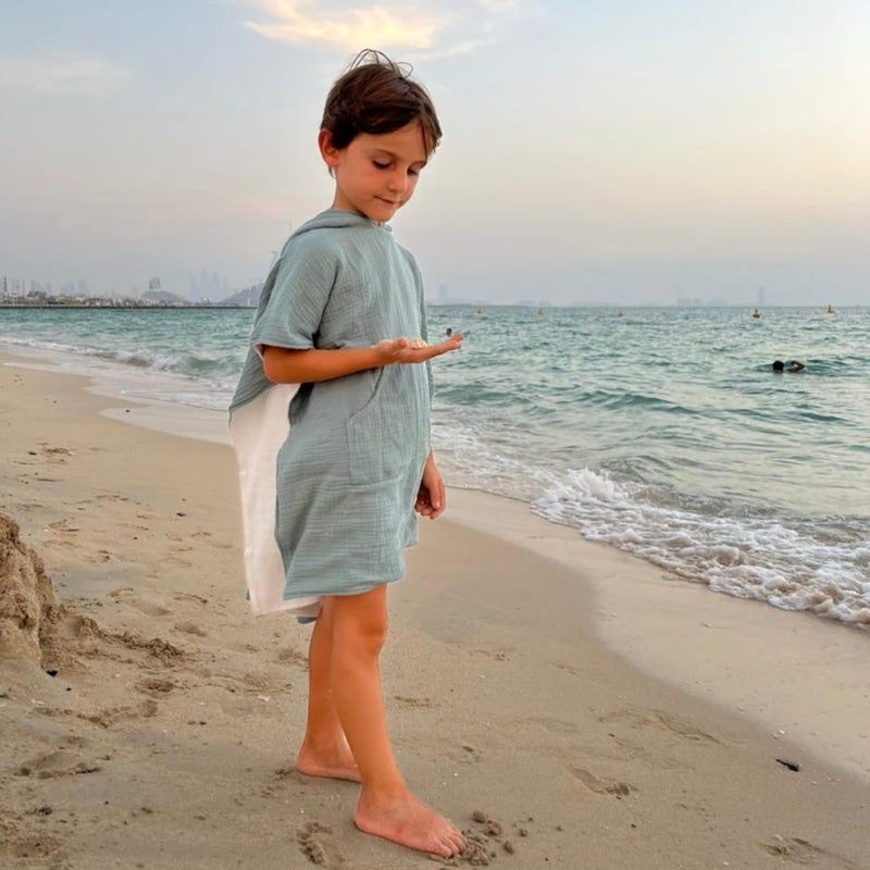 Little Sol منشفة شاطئ قطنية عضوية مع غطاء رأس - للأطفال (6-10 سنوات) - Image 2